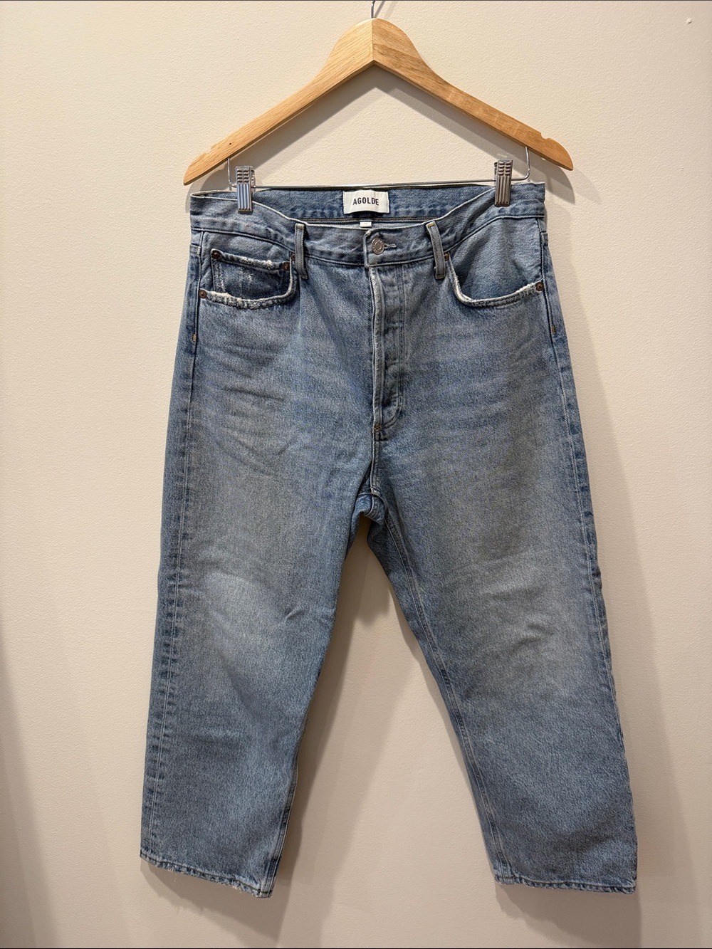 Agolde 90s Crop Mid Rise Straight Leg Jean Size 30 Light Wash: Force